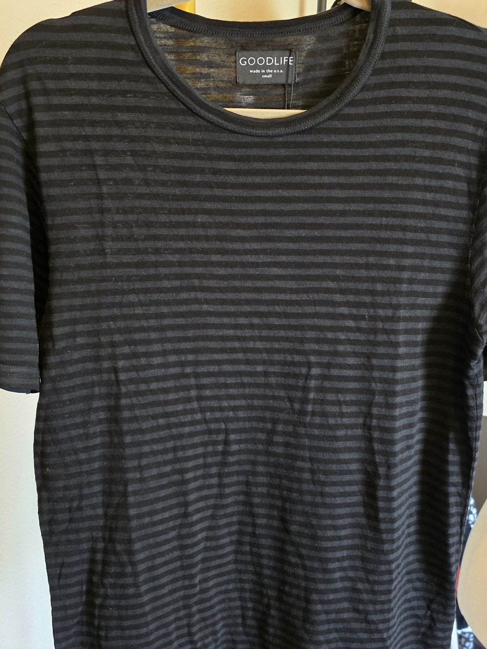 Goodlife Men’s Black Striped Crew Neck T-Shirt Small NWT
